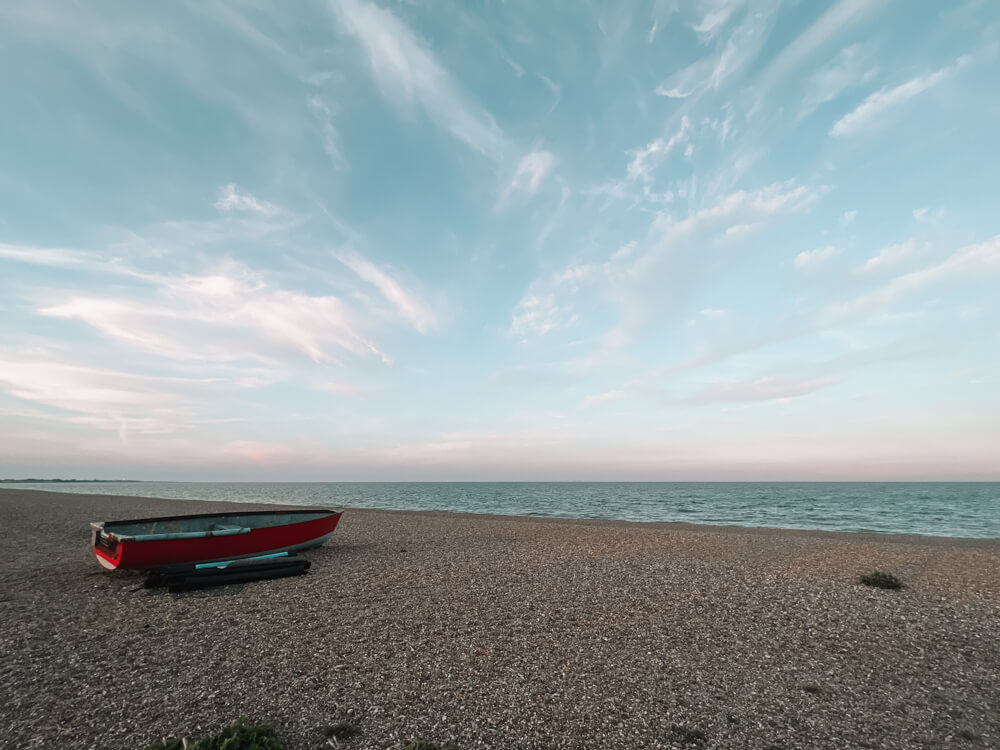 Red boat Dunwich Suffolk Coast